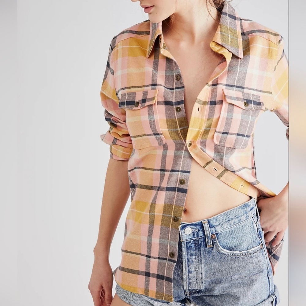 NWT Spell Pink and Yellow Plaid Button Down Shirt